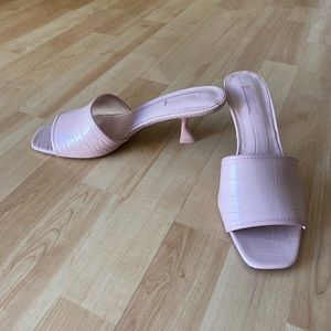 Topshop Nutmeg Flare Kitten Heel Slide Sandal In Pink